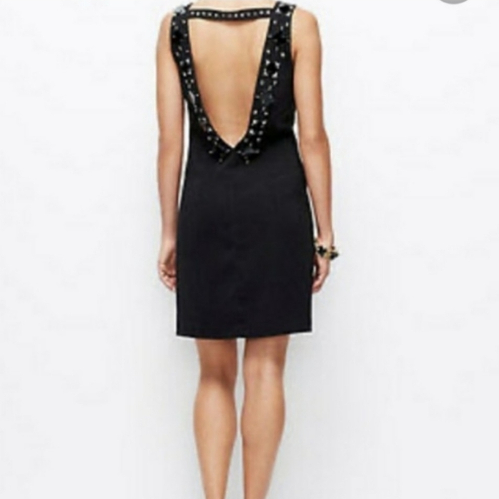 Ann Taylor Signature Black Beaded Low Plunge Dress Luxury Celeb Style Mobwife - Picture 14 of 14